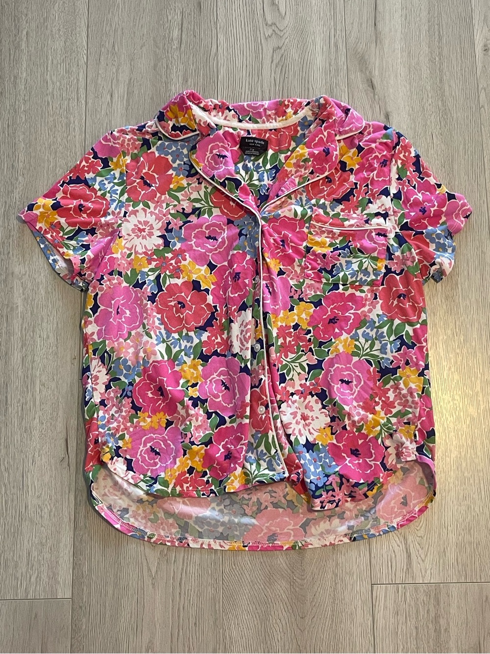 Kate Spade Blooming Florals Short-Sleeve Lounge PJ Button-Up Top